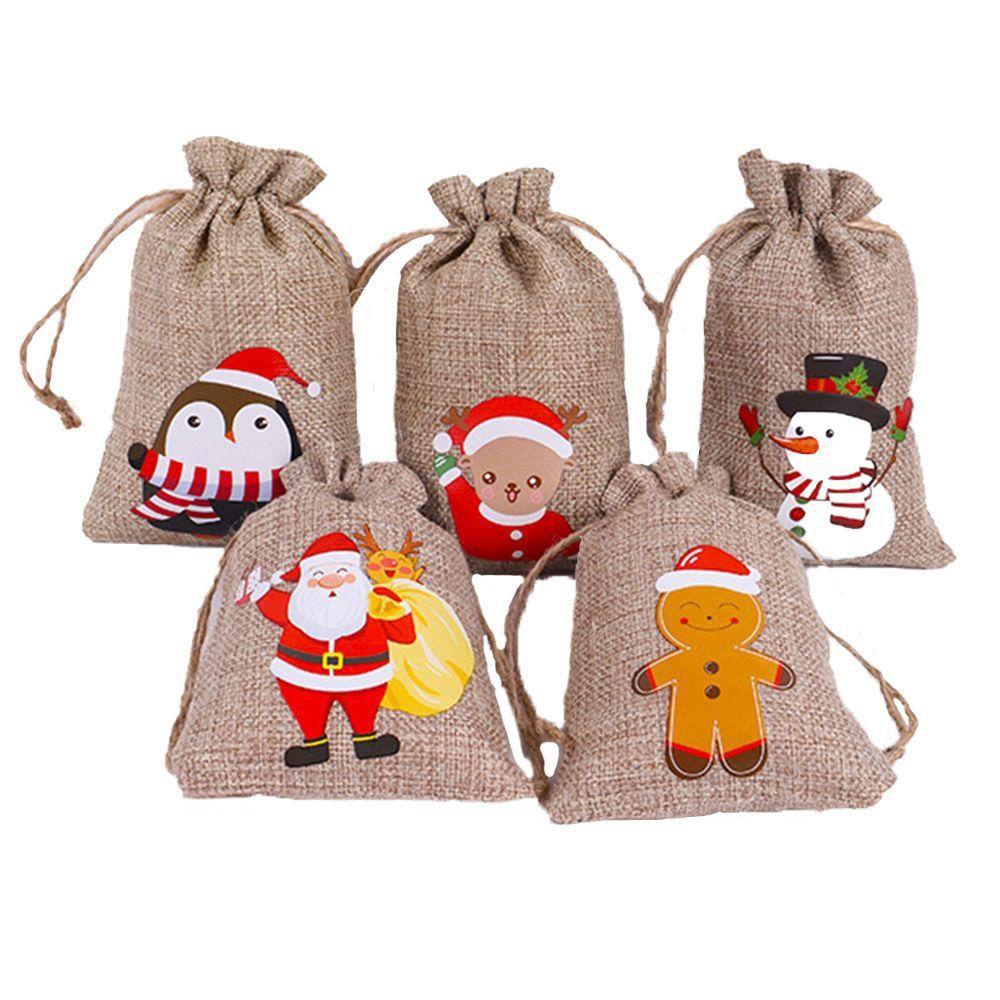 Túi Dây Rút Đựng Kẹo / Trang Sức In Họa Tiết Ông Già Noel Trang Trí Tiệc Cưới / Giáng Sinh