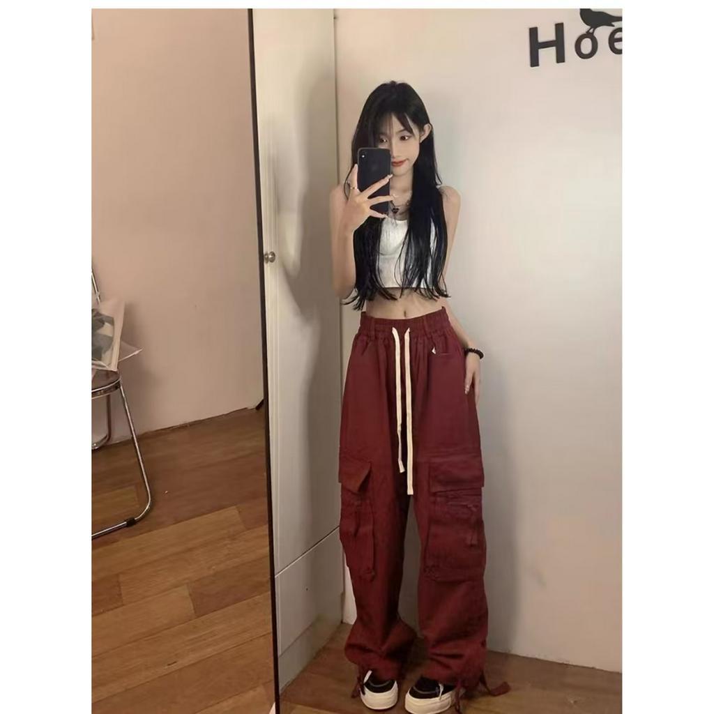 QADCOL Quần Dài Ống Rộng Phong Cách retro Thời Trang Mùa Hè Dành Cho Nữ