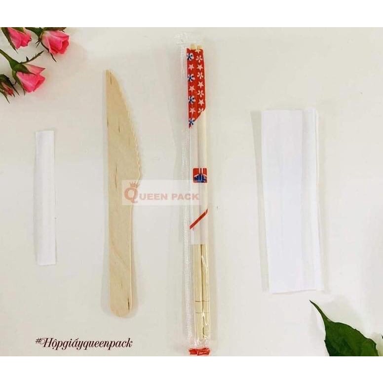 100 SET thìa đũa giấy tăm dùng 1 lần cao cấp - Dùng cho tiệc, nhà hàng quán ăn.