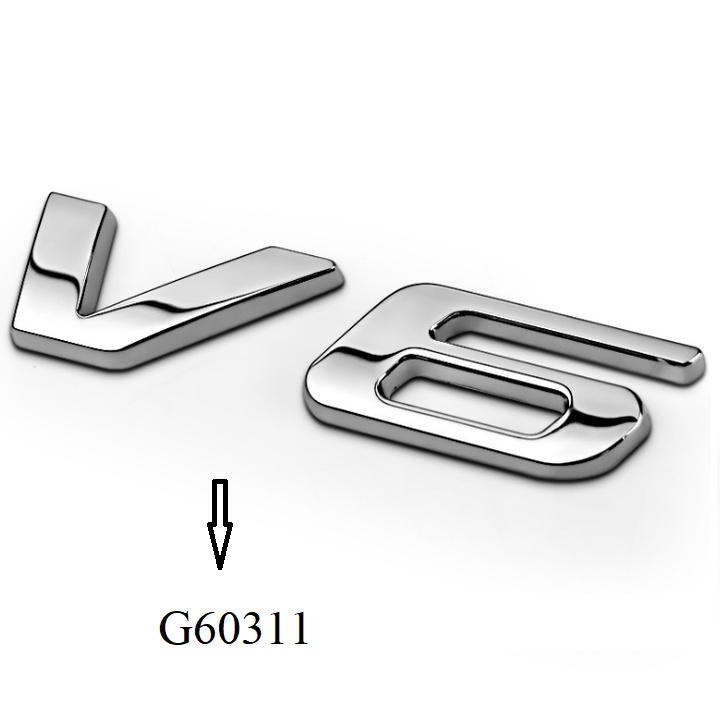Decal tem chữ V6 dán ô tô G40107, G60311 - Chất liệu: Hợp kim inox - HÀNG CÓ SẴN