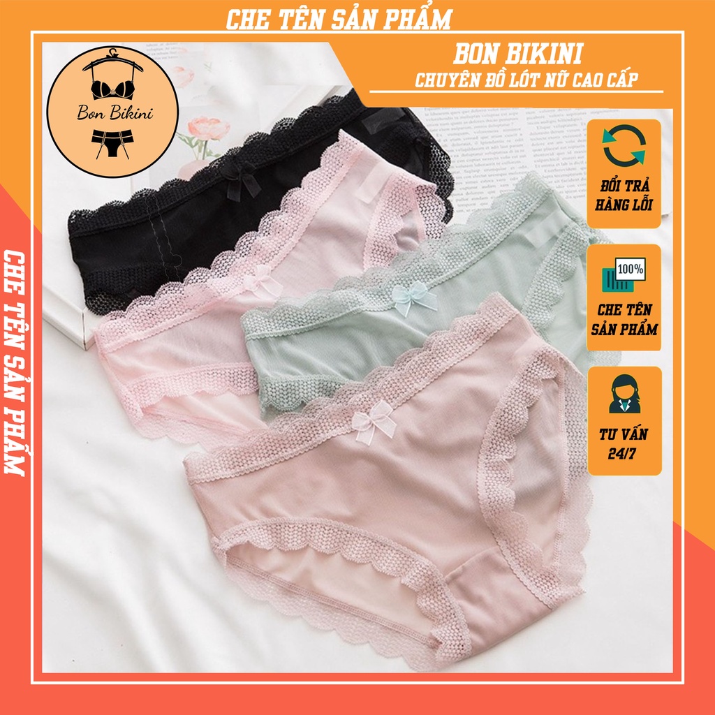 Quần Lót Nữ Ren cao cấp sexy Viền Ren đính nơ tôn dáng kháng khuẩn mẫu 105