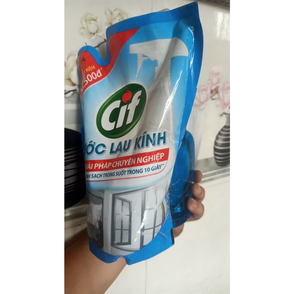 Nước Lau Kính CIF Sạch Bóng Chai 520ml + Túi 520ml