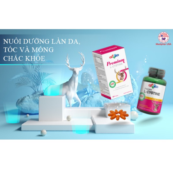 Premium L-Cystine – Giúp làm trắng da, mờ thâm nám, tóc dày khỏe (120 viên)