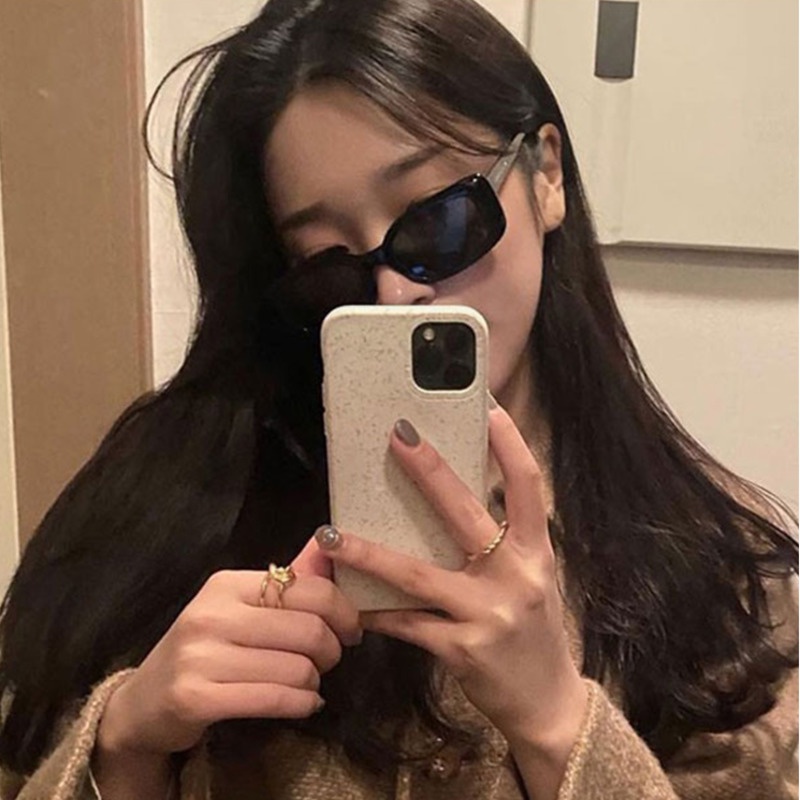 Kính Mát Gọng Vuông Nhỏ Màu Đen Phong Cách Hip Hop Cá Tính