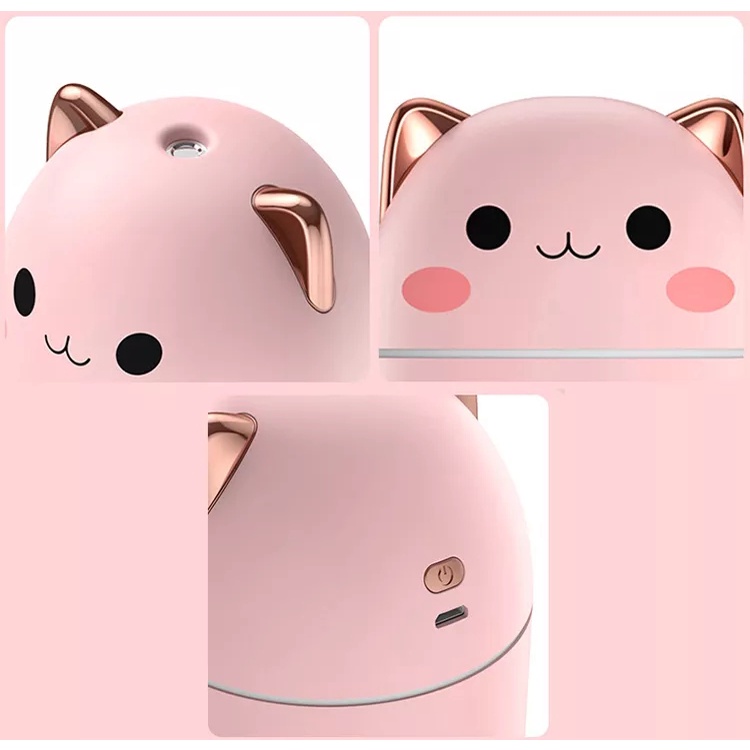 Máy Khuếch Tán Tinh Dầu Làm Ẩm Không Khí 250ml Siêu Âm Dễ Thương Có Đèn Ngủ Cho Xe Hơi/Nhà Cửa