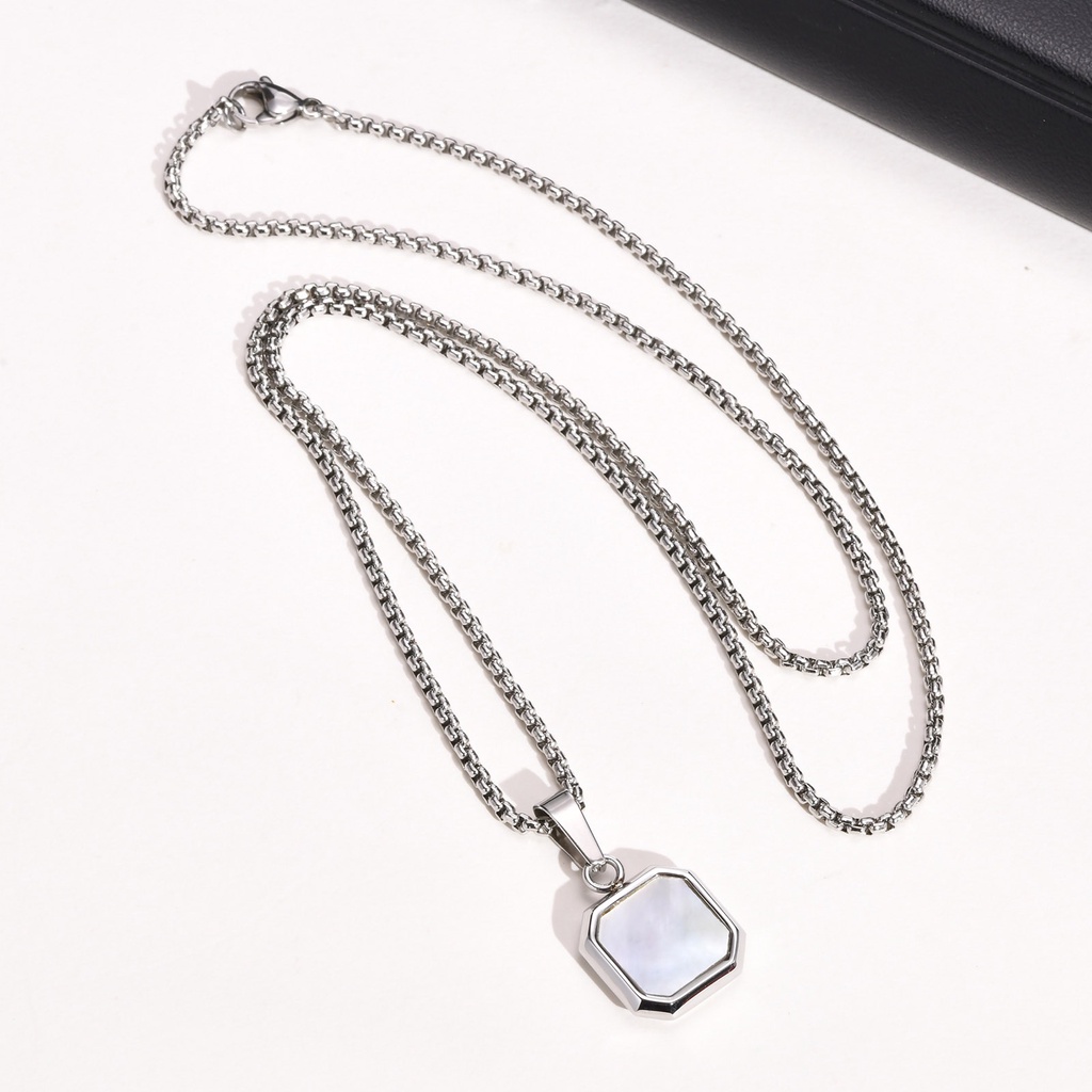 Vnox Vòng cổ Mặt Vỏ Sò Vuông 15mm Thời Trang Cho Nam