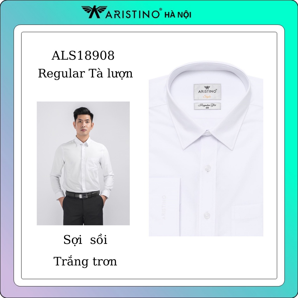 Áo sơ mi nam dài tay ARISTINO trắng  sợi sồi from reguler ALS18908