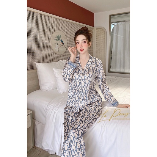 Bộ lụa SAM áo dài tay quần dài bộ mặc nhà đẹp bộ pijama cao cấp