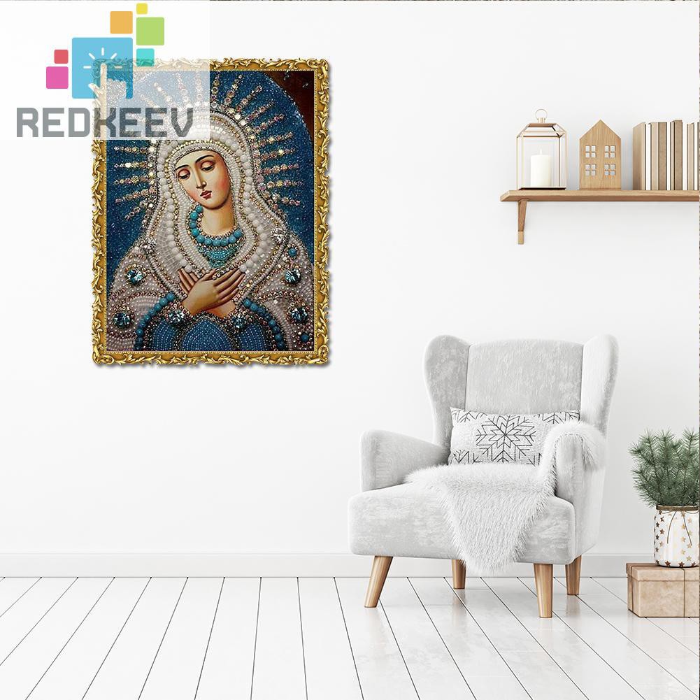 Bộ tranh đính đá 5d tự làm hình đức mẹ và thánh giá 1.13