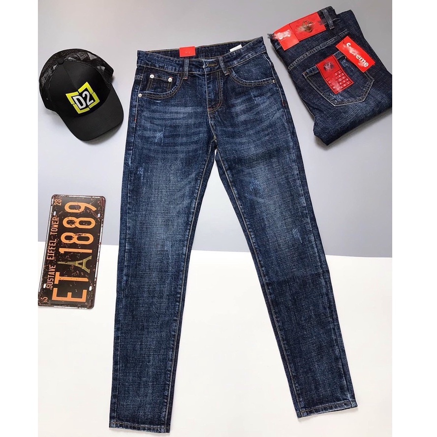 Quần jean nam co giãn 4 chiều, quần bò trơn dáng ôm chất vải cao cấp CAROLLSTORE MS110