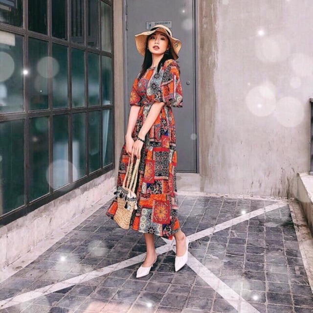 [FREESHIP HN] VÁY MAXI THỔ CẨM KÈM ĐAI SIÊU ĐẸP TÔN DÁNG