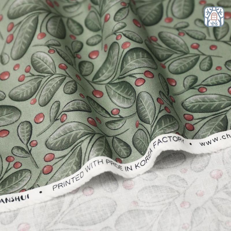 CS21-149 Vải cotton 100% tự nhiên🍒Chuanshui🍒khổ vải 145cm,Noel bông tuyết