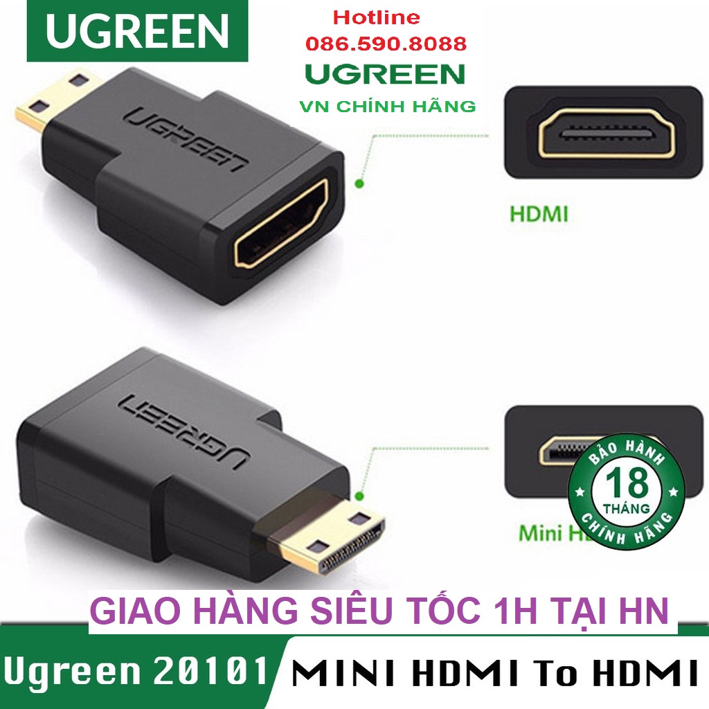 Đầu Chuyển mini HDMI cái ra HDMI đực UGREEN 20101 - Hàng chính hãng