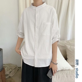 Áo sơ mi tay lửng bằng vải lanh thời trang trẻ trung