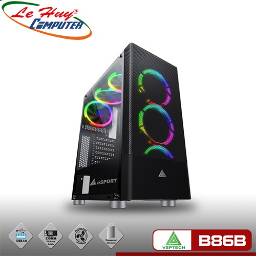 Vỏ máy tính VSP Gaming B86B Mặt lưới kính cường lực