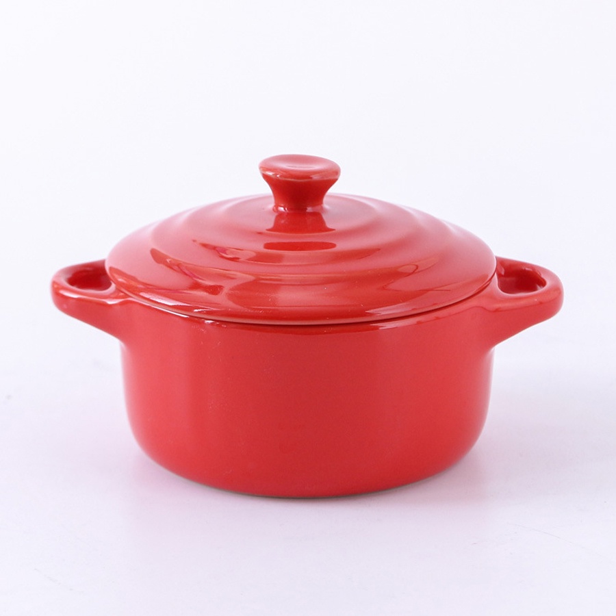 Bát nướng, bát hấp làm bánh flan bằng sứ cao cấp có nắp và tay cầm tiện dụng nhiều màu sắc