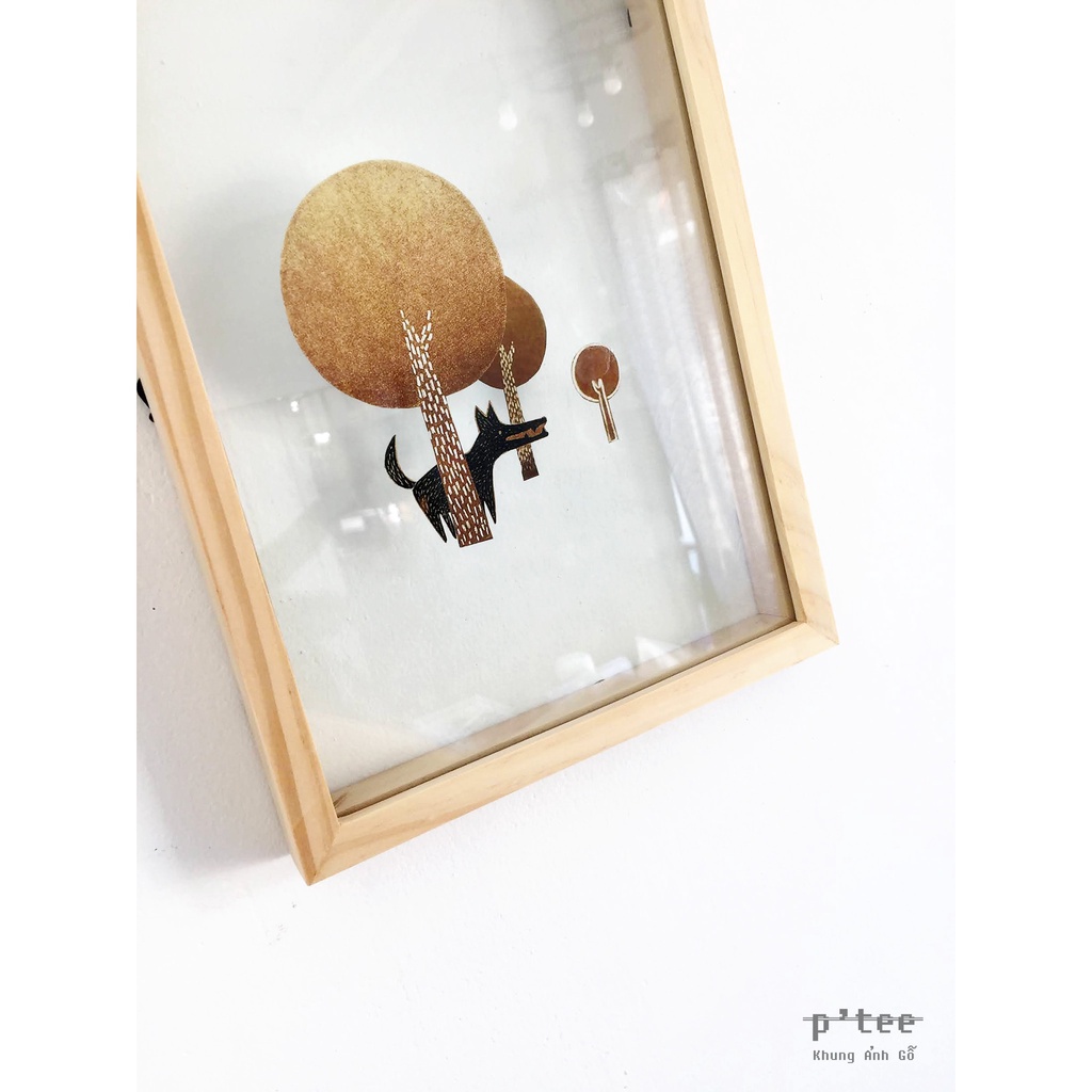 Khung ảnh gỗ 21x30 A4 2 mặt kính - Khung hình gỗ thông mặt kính trang trí handmade hoa treo tường Wood Frame by P'Tee