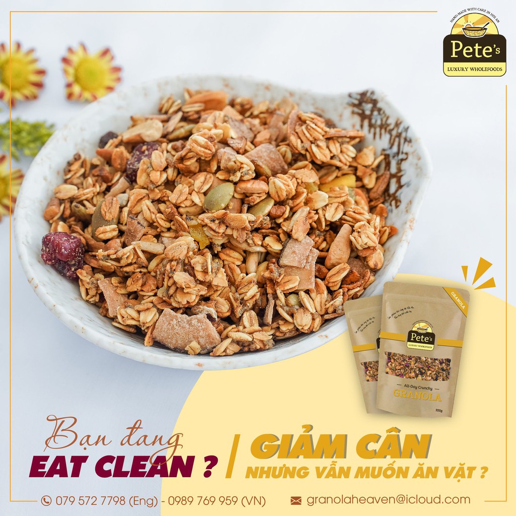 Ngũ cốc sấy khô, hạt dinh dưỡng , giảm cân , PETE Granola 325G