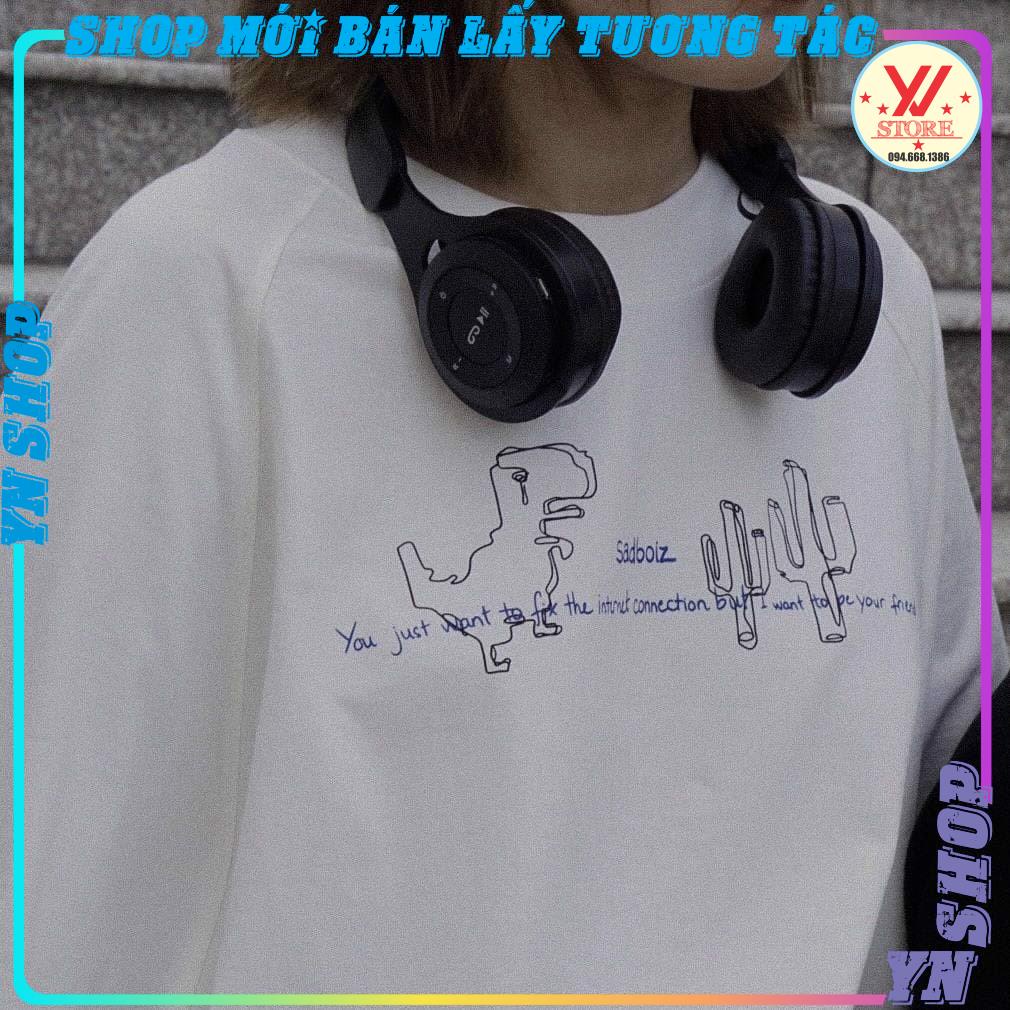Áo thun tay lỡ sadboiz SADDINO form rộng unisex nam nữ (LOGO K THÊU) YNSHOP