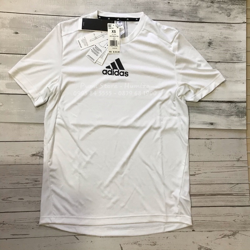 Áo Adidas ngắn tay nam Men's Primeblue Designed 2 Move 3-Stripes Tee, Màu Trắng GM2135