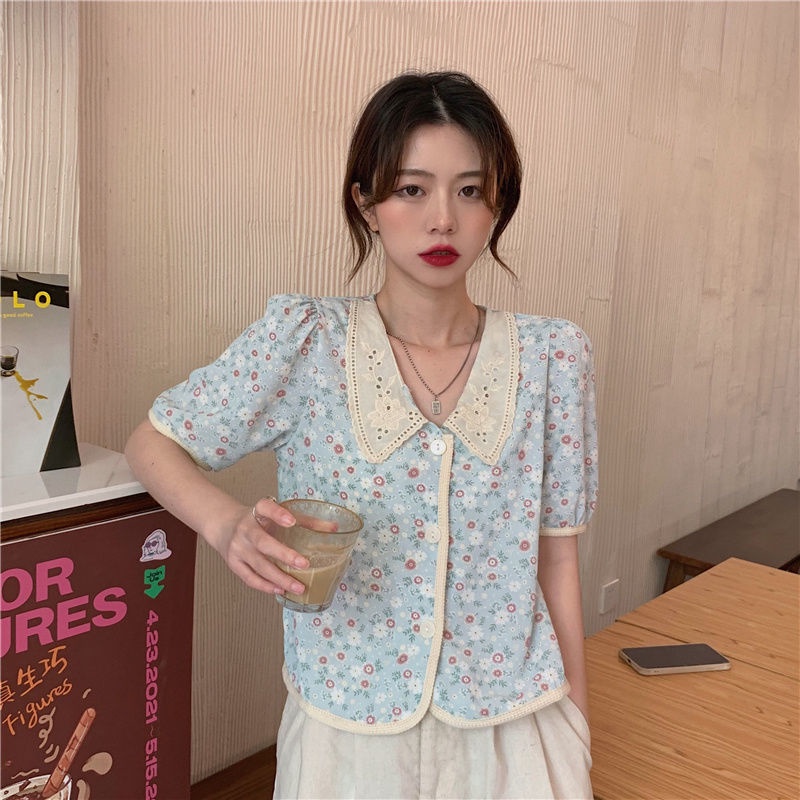 Áo Sơ Mi Ngắn Tay Phồng In Họa Tiết Hoa Nhỏ Thời Trang Mùa Hè Hàng Mới Dành Cho Bạn