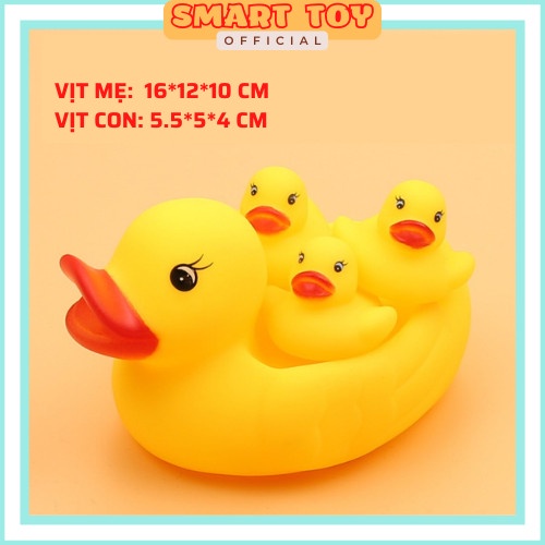 Đồ chơi nhà tắm vịt thả bồn tắm, set 4 mẹ con vịt kêu chíp chíp vui nhộn dành cho bé yêu