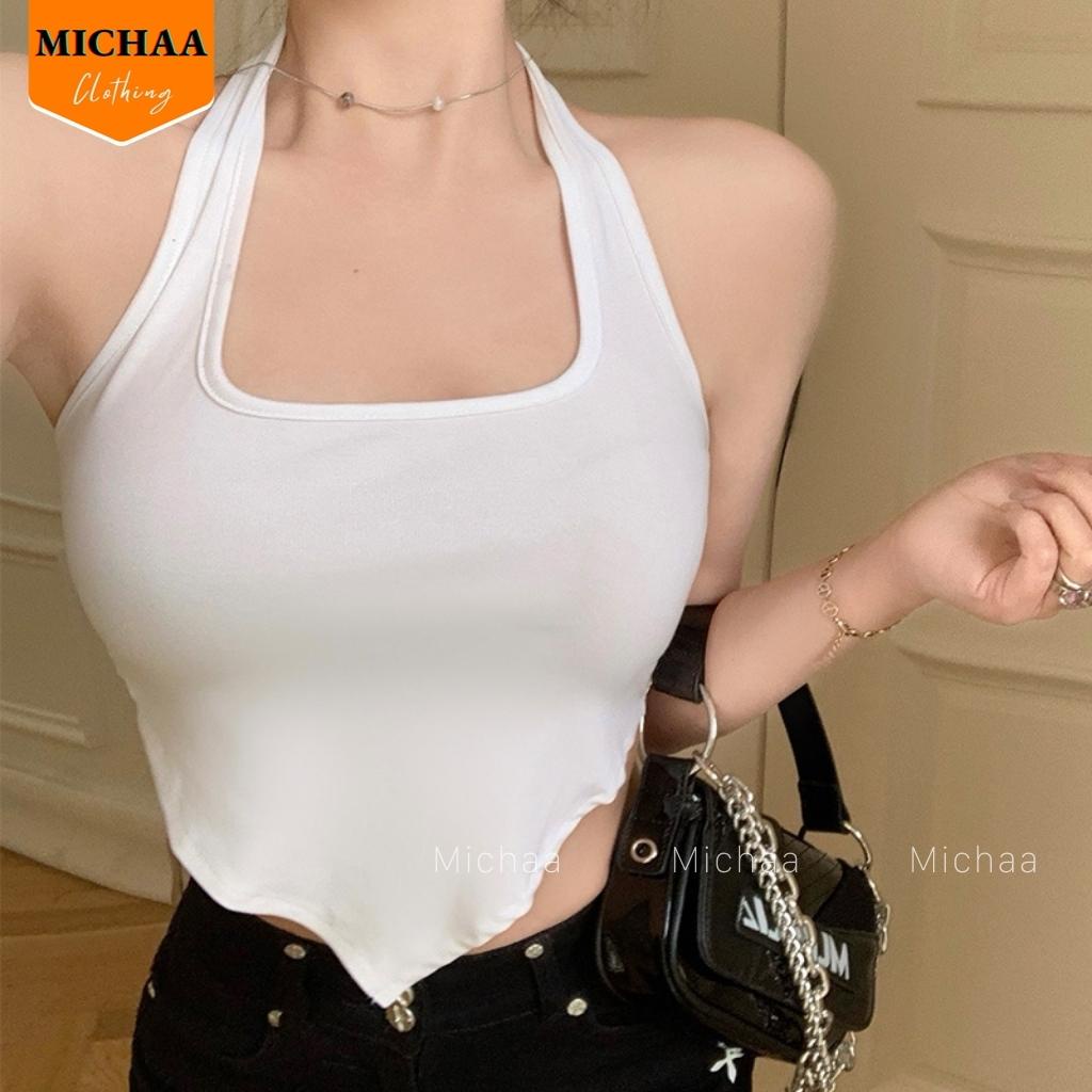 Áo Croptop YẾM CHOÀNG CỔ VẠT NHỌN Hở Lưng Nữ Thun, Áo Croptop Kiểu Ôm Body Đẹp 2 Màu - MICHAA