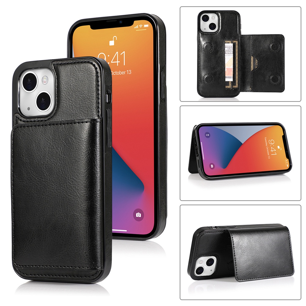 Ốp điện thoại kiểu ví đựng thẻ nắp lật từ tính hai lớp thích hợp cho iPhone 13 12 Pro Max
