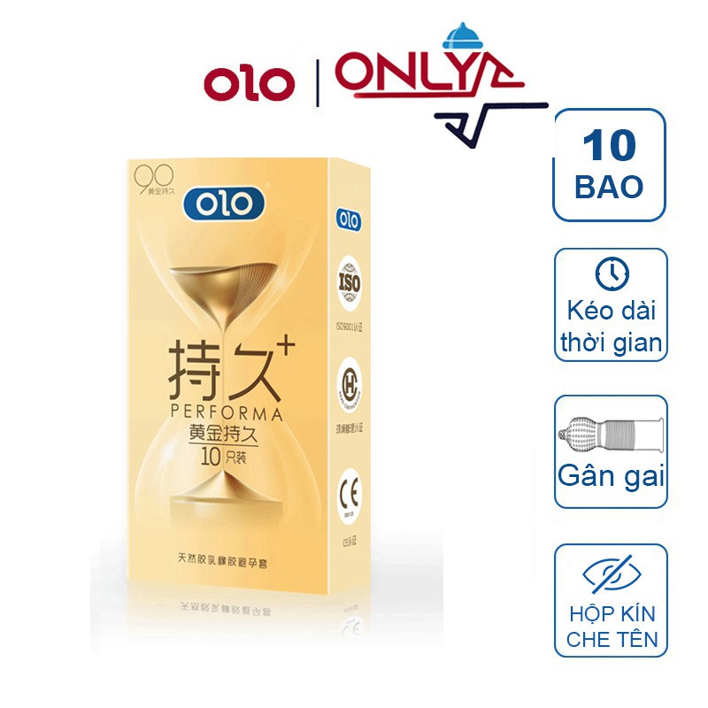 Bao cao su OLO PERFOMA kéo dài thời gian gân gai tăng khoái cảm bao cao su nhiều gel bôi trơn HA gốc nước Hộp 10 BCS