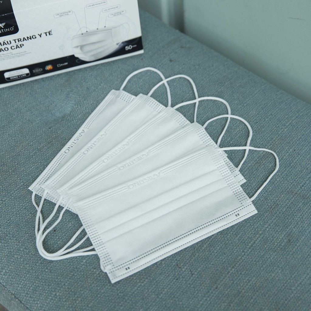 Khẩu trang y tế 4 lớp kháng khuẩn cao cấp Aristino - Hộp 50 chiếc ngăn giọt bắn, bụi , tia UV | BigBuy360 - bigbuy360.vn