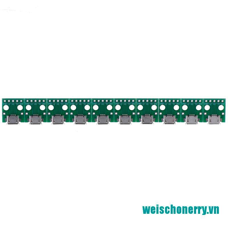 Weischoenrry◑Set 10 Đầu Chuyển Đổi MICRO USB Sang DIP 5Pin Female