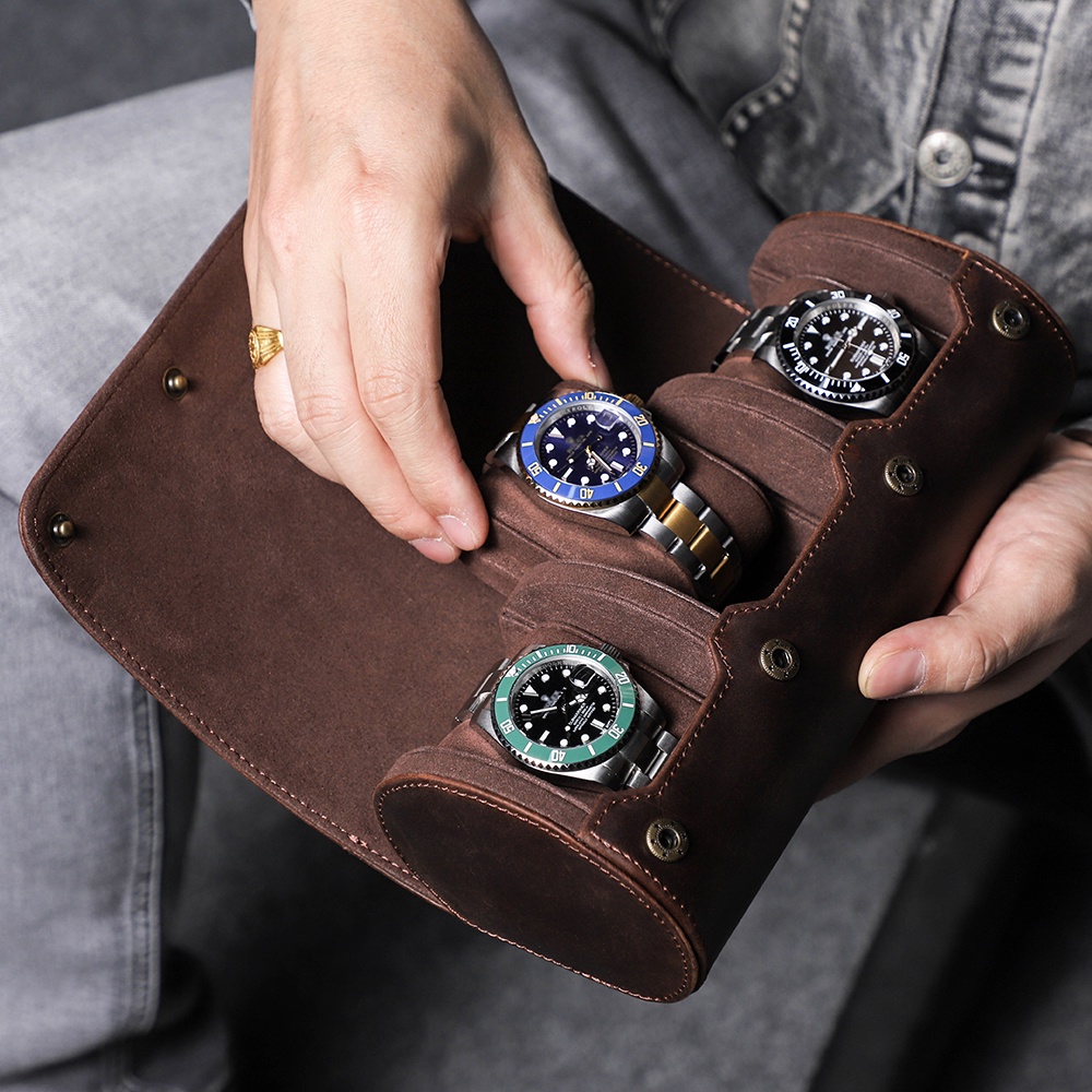 Hộp đựng đồng hồ đeo tay Rolex bằng da loại 1/2/3 ngăn tùy chọn thời trang sang trọng