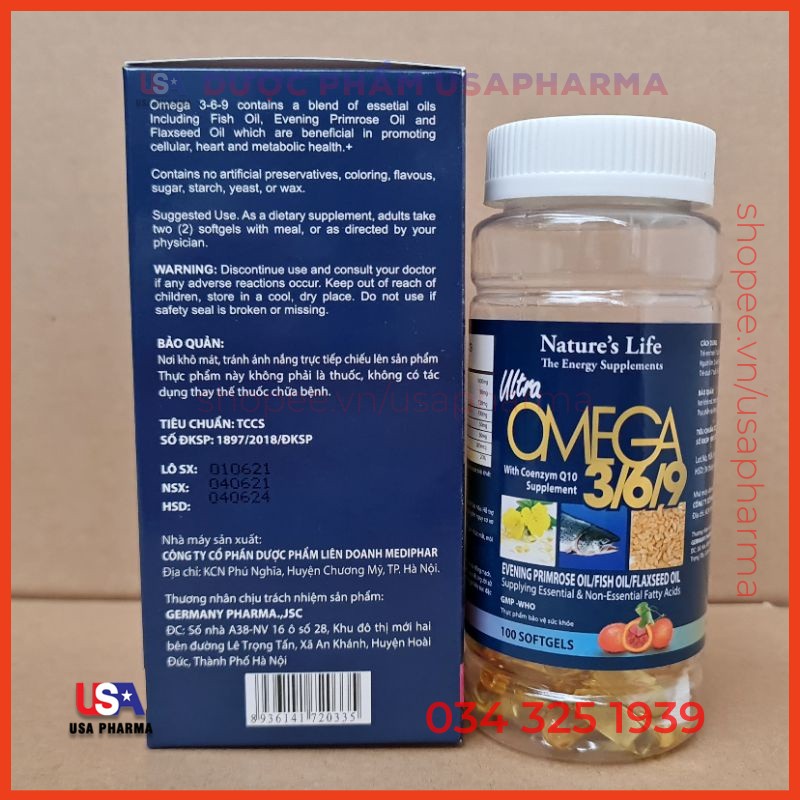 Viên dầu cá Omega 369 USA bổ não, sáng mắt, khỏe tim mạch - 100 viên