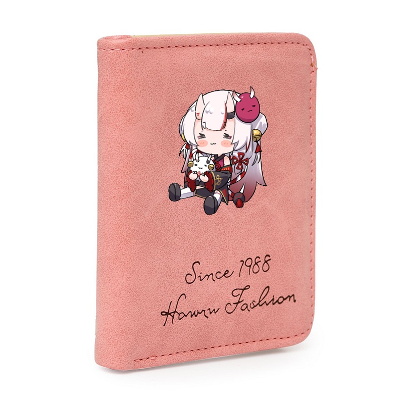 Ví ngắn hồng đen cầm tay in hình AYAME NAKIRI Hololive Vtuber đựng vật dụng nhỏ tiện lợi anime chibi