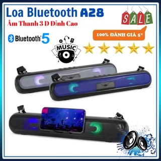 Loa Bluetooth ⭐FREE SHIP⭐ Loa Bluetooth Speaker A28 Dáng Dài 2 Loa Cực Đỉnh Âm Thanh Sống Động Có LED Có Quai Đeo