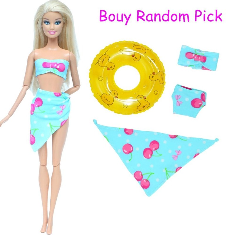 Bộ Đồ Bơi Bikini Có Phao Nổi Đáng Yêu Cho Búp Bê Barbie