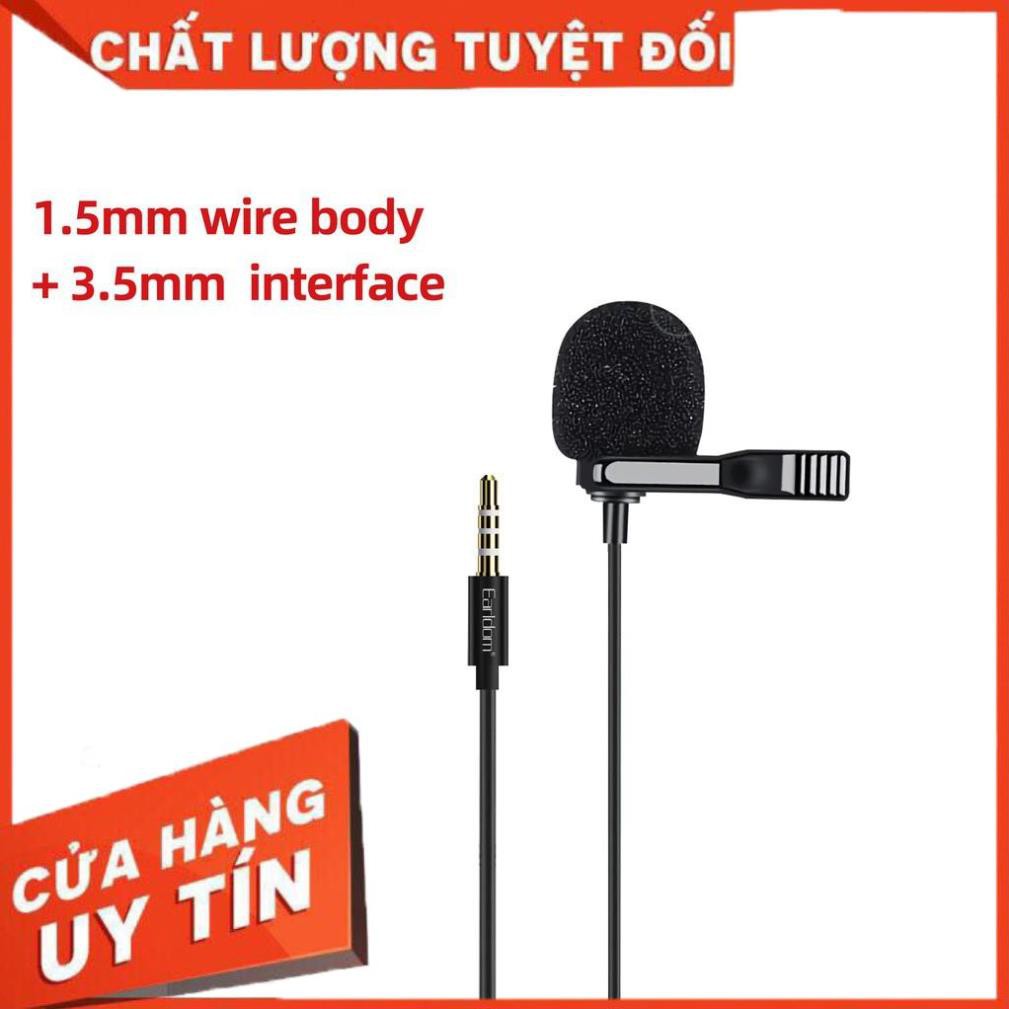 Mic Thu Âm Cài Áo Mini Earldom E34 Cho Điện Thoại Chân 3.5mm Thích Hợp Hát Karaoke Livestream