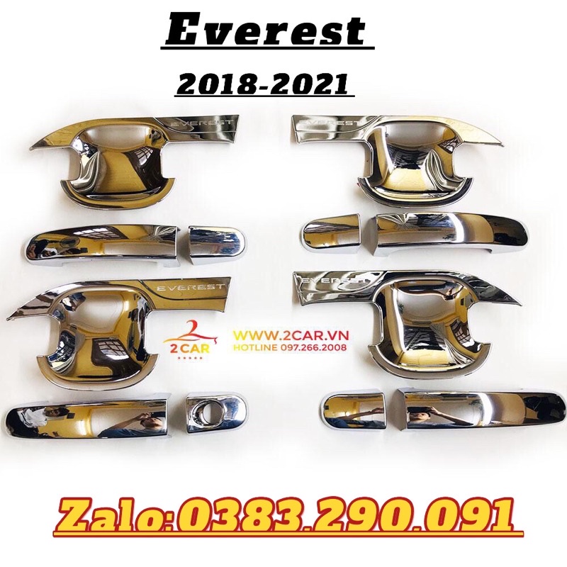 ỐP TAY NẮM + HÕM CỬA FORD EVEREST ĐỜI 2018 - 2021 NHỰA ABS MẠ CROM CAO CẤP
