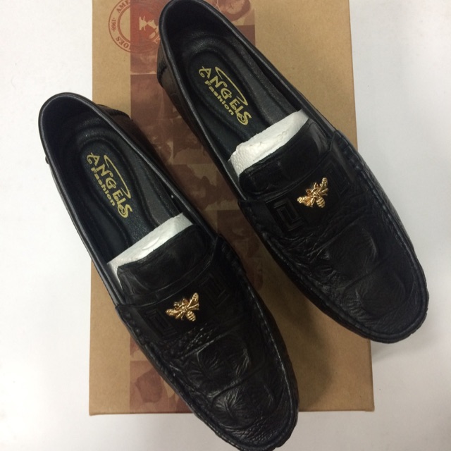 Giày lười da vân cá sấu nam đai đính ong hãng Angels Fashion