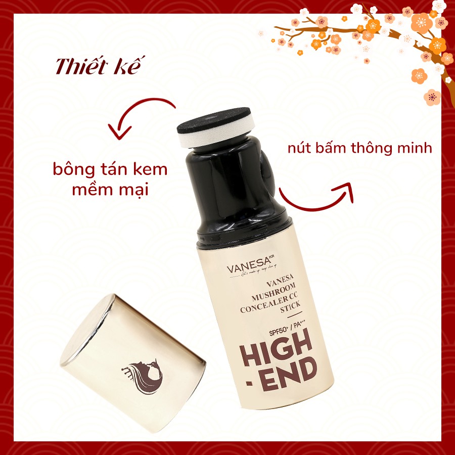 Kem nền che khuyết điểm kèm bông tán kem Vanesa CC HIGHEND Mushroom Concealer CC Stick HÀN QUỐC | BigBuy360 - bigbuy360.vn
