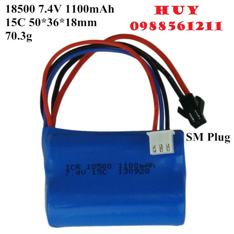 Pin 2S 7.4V 1100mAh, dòng xả 15c