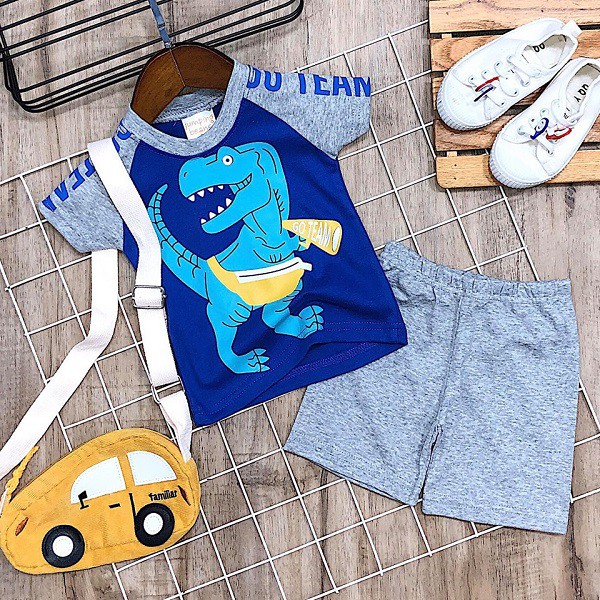 [Made In Vietnam] Bộ Ngắn Cotton Bé Trai 7-11KG, Hình In Siêu Đẹp.