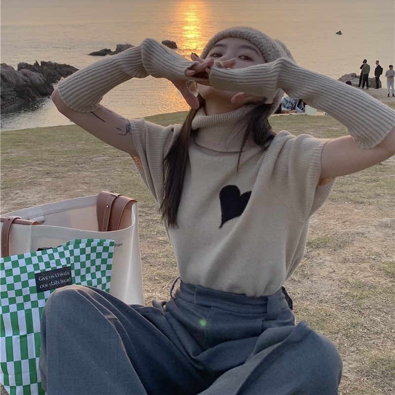 Áo Len Tay Dài Cổ Lọ Màu Trơn Đơn Giản Thời Trang Hàn Quốc Cho Nữ