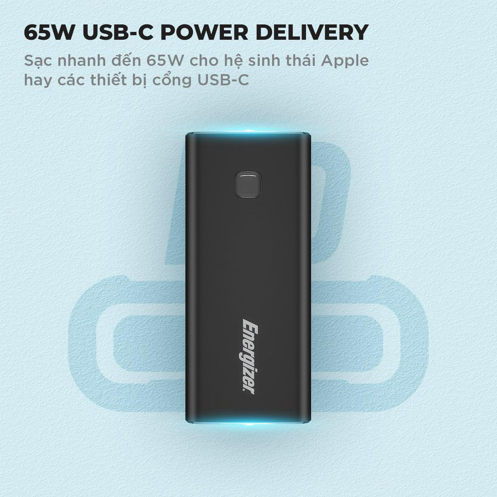 Sạc dự phòng Energizer 20000mAh XP20004PD - tích hợp 4 cổng sạc, công suất sạc lên đến 65W - Hàng chính hãng