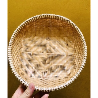 Rổ tre tròn đan thưa có chân đựng rau củ, bánh kẹo, hoa quả, hành tỏi, trang trí