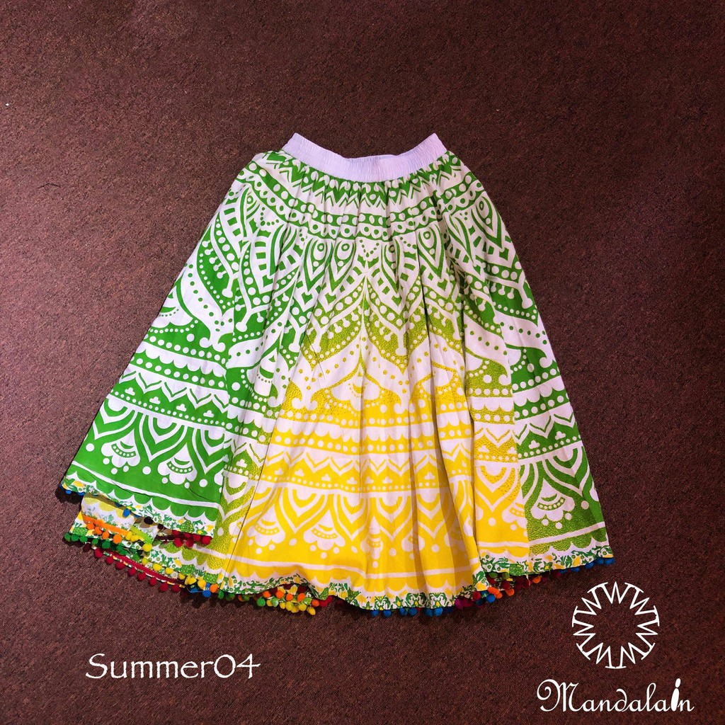 Chân váy xoè 360 độ nhập khẩu Ấn Độ 100% vải cotton thô hoạ tiết độc đáo | BigBuy360 - bigbuy360.vn