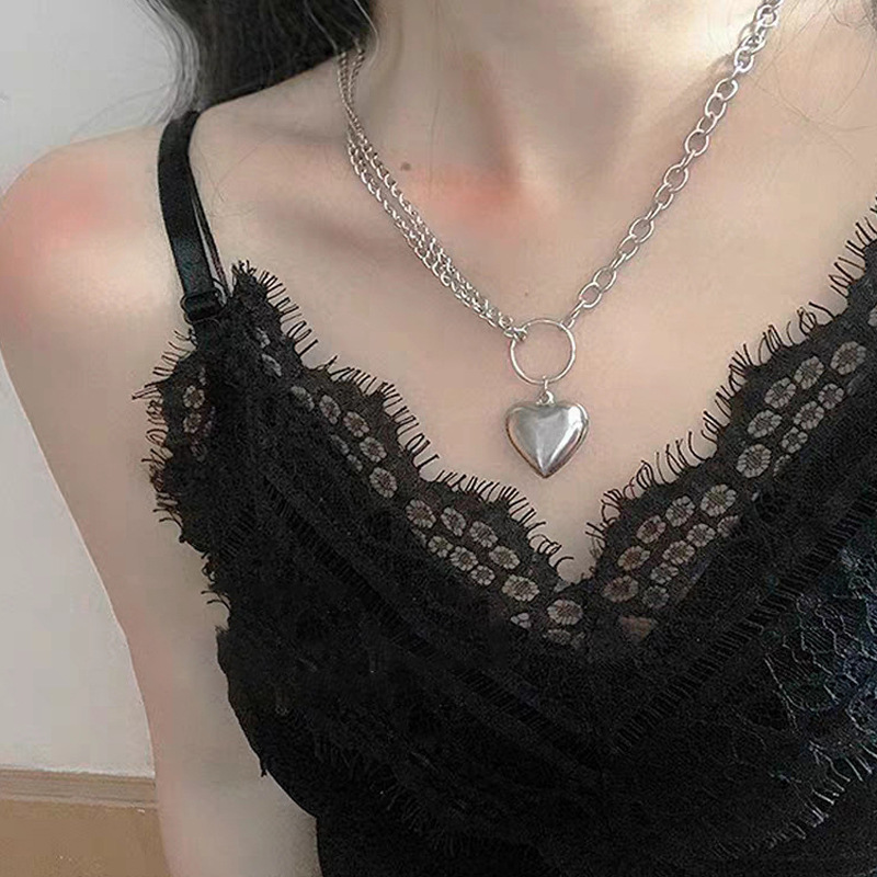 Dây chuyền MANYUE hợp kim mặt hình trái tim xinh xắn thời trang dành cho nữ