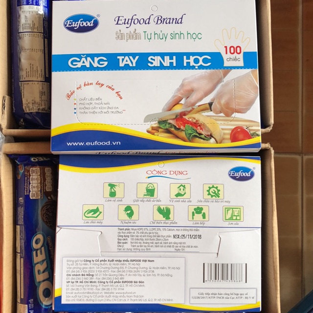 Găng tay tự hủy sinh học Eufood - Hộp 100 chiếc