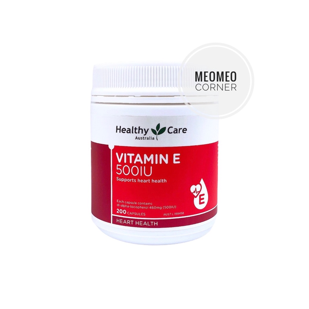 Viên uống bổ sung Vitamin E Healthy Care Vitamin E 500iu Úc 200v