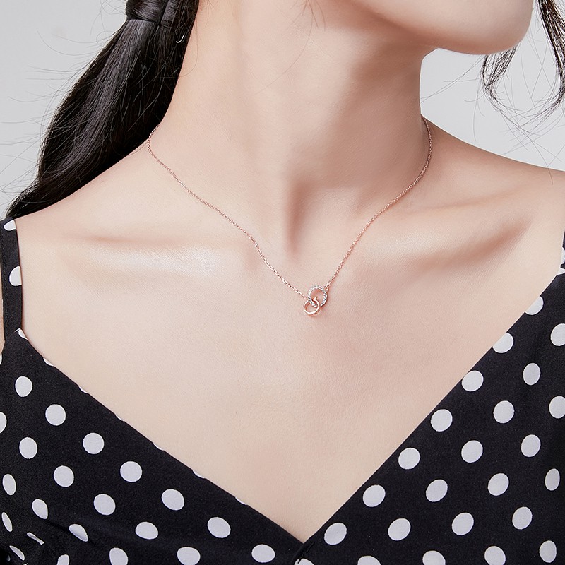 Dây chuyền bạc Ý s925 nhẫn đôi cá tính D5803 - AROCH Jewelry